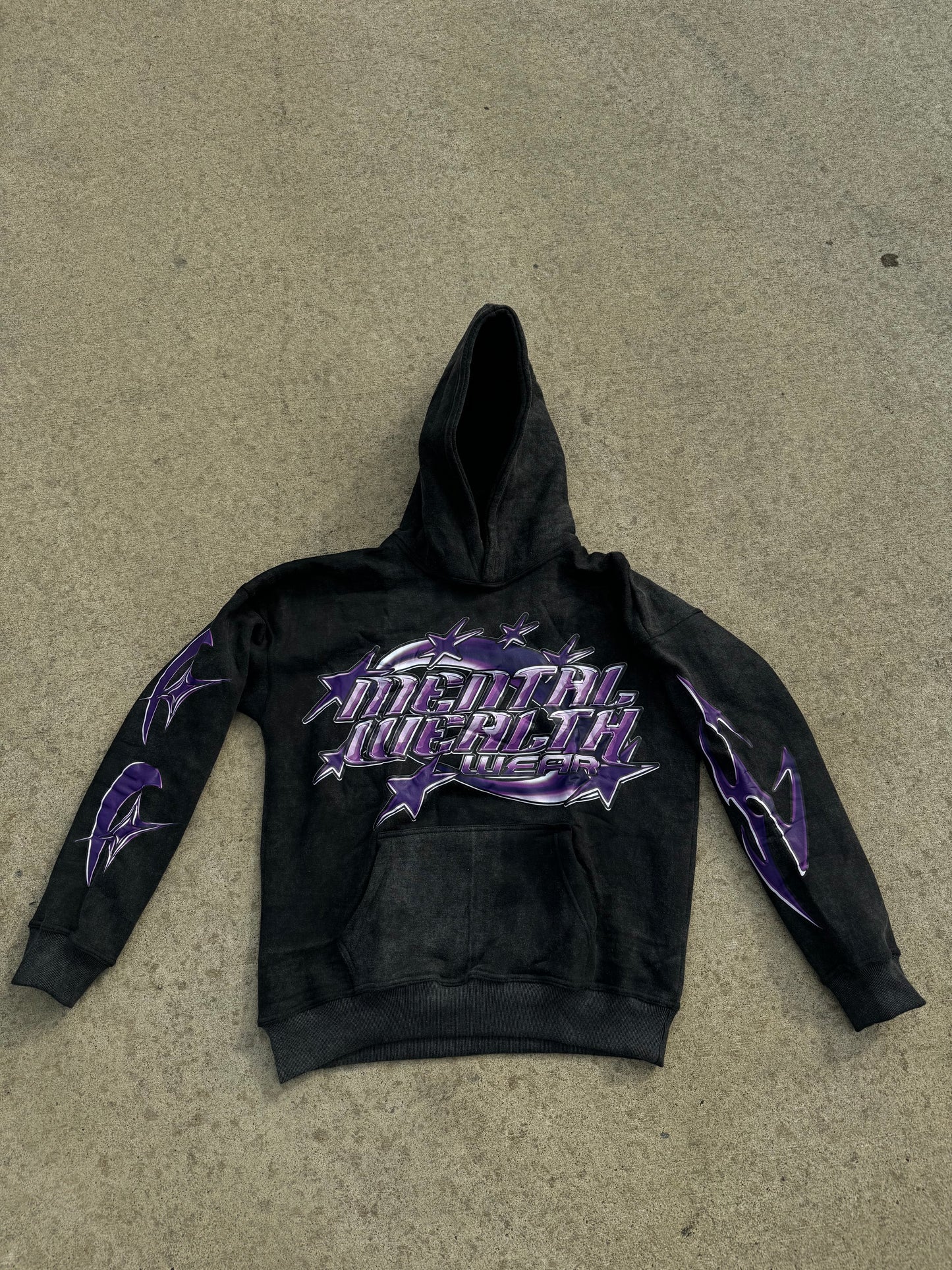 Purple Acid Wash Oversized Hoodies