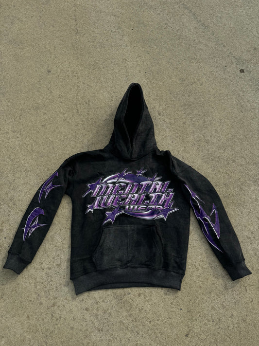 Purple Acid Wash Oversized Hoodies